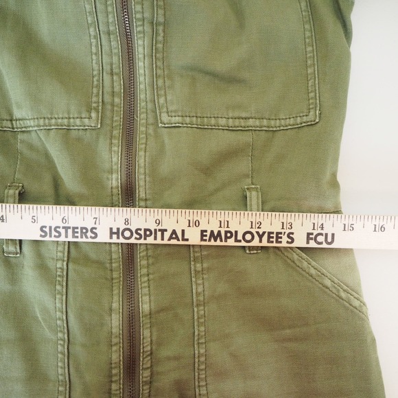 Free People Charlie Utility Jumpsuit Coveralls Olive Army Green Sz 4 No Belt - Picture 4 of 13